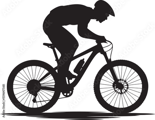 Cyclist silhouette vector illustration isolated On Transparent Background