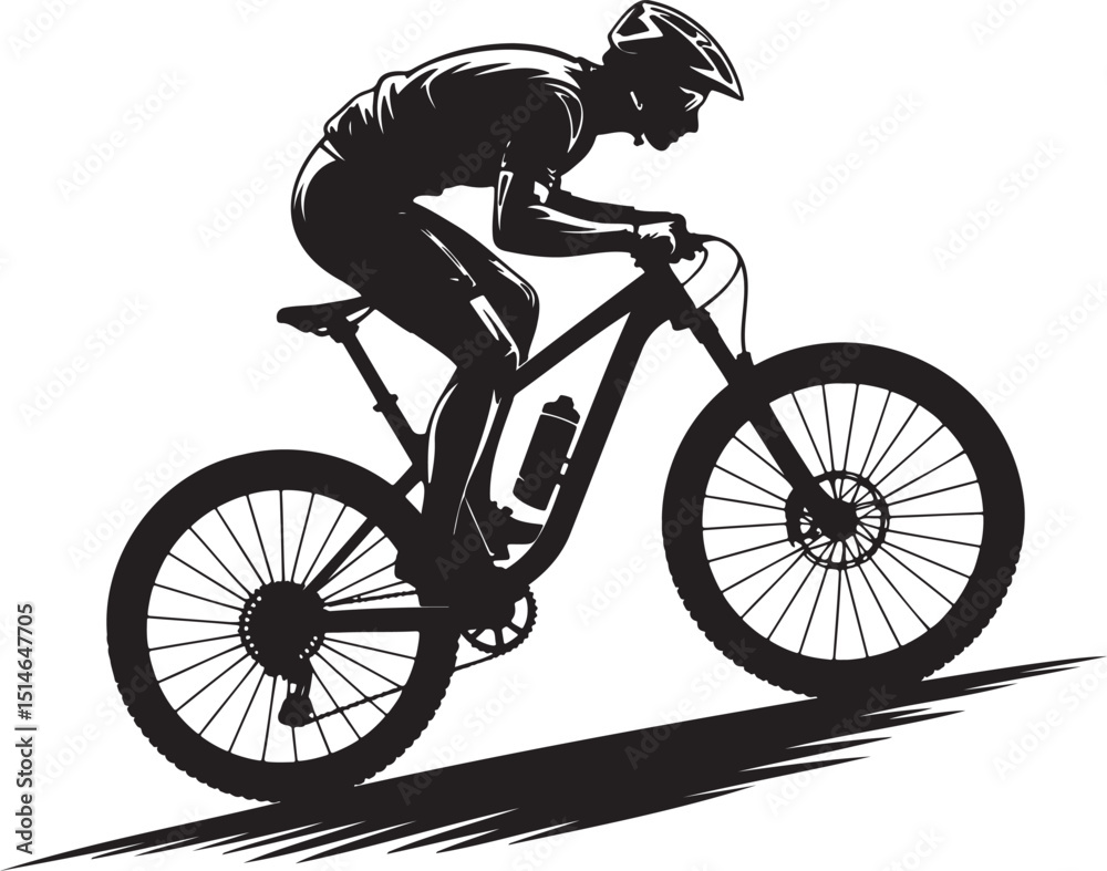 Naklejka premium Cyclist silhouette vector illustration isolated On Transparent Background