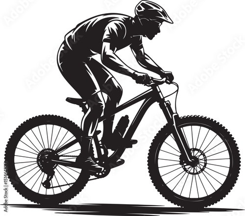 Cyclist silhouette vector illustration isolated On Transparent Background