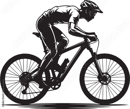 Cyclist silhouette vector illustration isolated On Transparent Background