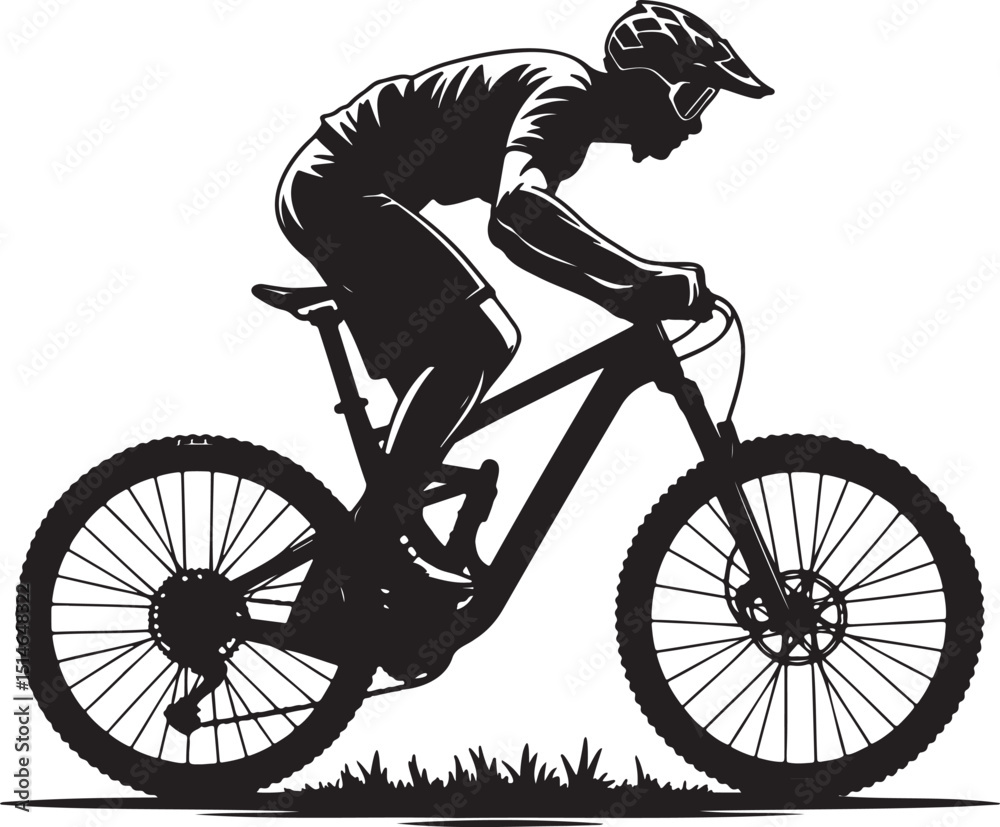 Naklejka premium Cyclist silhouette vector illustration isolated On Transparent Background