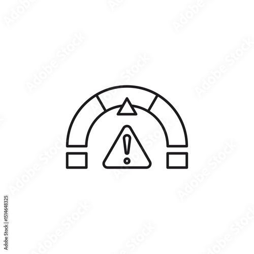 Risk level icon with curved line and squares warning sign suitable for illustrating safety, danger, caution, risk assessment concepts.