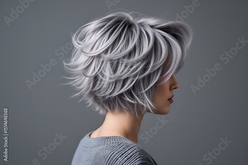 Chic Grey Layered Short Hair
