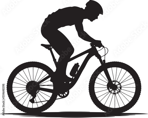 Cyclist silhouette vector illustration isolated On Transparent Background
