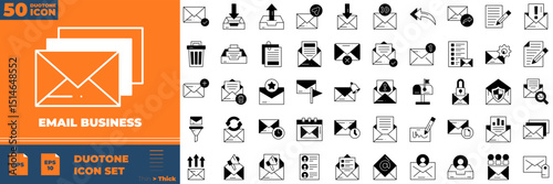 Email Business Duotone Editable Icons set. Vector illustration in modern thin duotone style of email business icons: business, market, web, etc