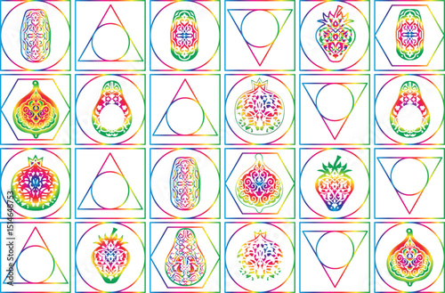 pattern fruit and arabic ornament 