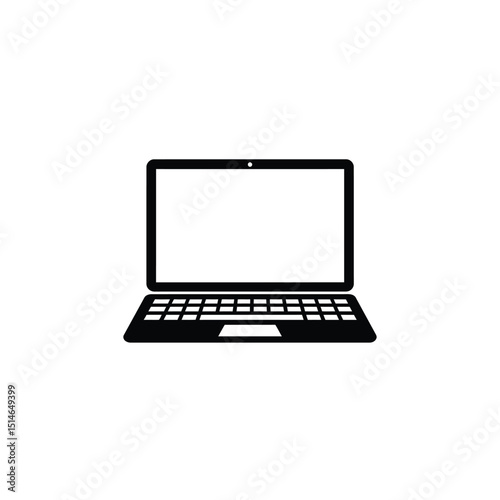 Simple Black Laptop Icon Isolated on White Background for Web Design and App Development
