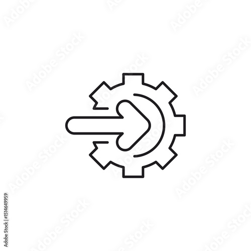 Gear with an arrow pointing to the right. Suitable for technology, navigation, progress concepts, and business presentations, websites, or social media posts.