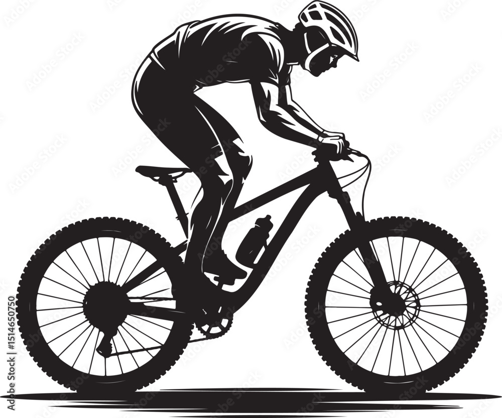 Naklejka premium Cyclist silhouette vector illustration isolated On Transparent Background