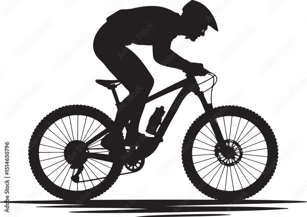 Obraz premium Cyclist silhouette vector illustration isolated On Transparent Background
