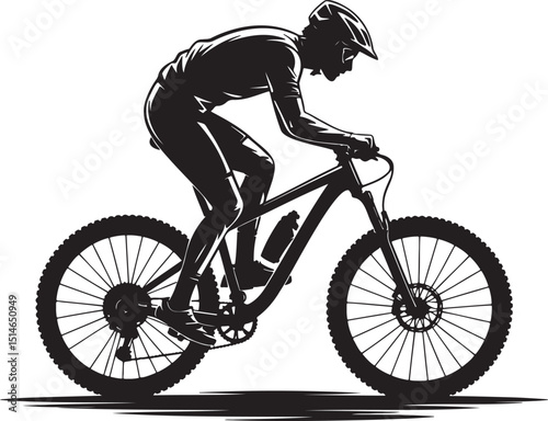 Cyclist silhouette vector illustration isolated On Transparent Background