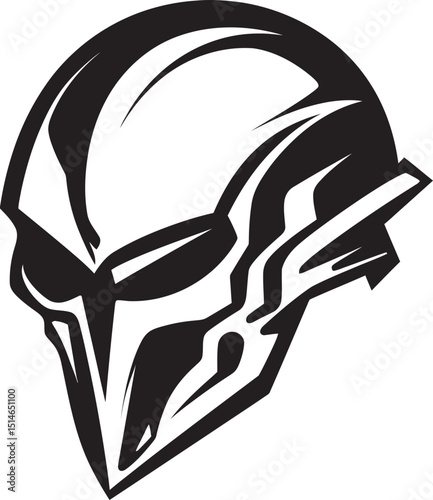 Dark Alien Skull Helmet Vector Black Emblem Graphic Alien Skull Helmet Vector Futuristic Black Logo Design