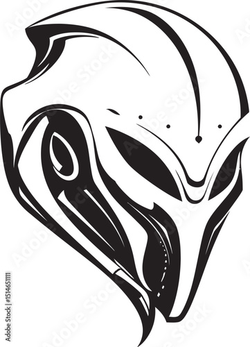 Alien Skull Helmet Vector Futuristic Black Logo Design Vector Black Alien Skull Helmet Bold Warrior Icon
