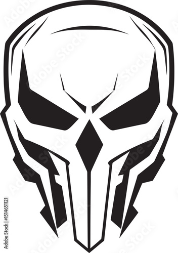 Alien Skull Helmet Battle Ready Vector Black Logo Design Alien Skull in Helmet Black Vector Logo Concept