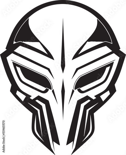 Alien Skull Helmet Futuristic Vector Black Emblem Art Bold Alien Skull Helmeted Logo Vector Black Design