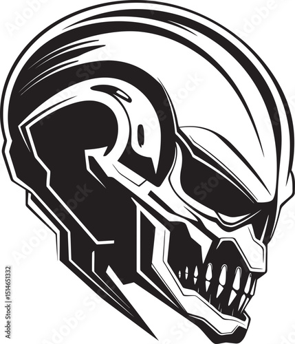 Alien Skull Helmet Futuristic Black Vector Graphic Icon Alien Skull Helmeted Warrior Vector Black Helmet Art