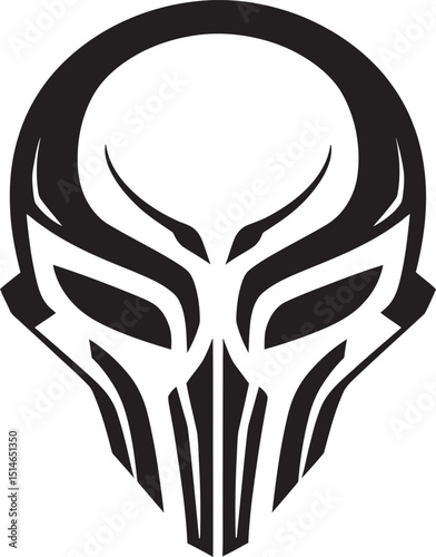 Alien Skull Helmeted Icon Futuristic Black Vector Logo Alien Skull Helmet Vector Black Helmeted Warrior Art