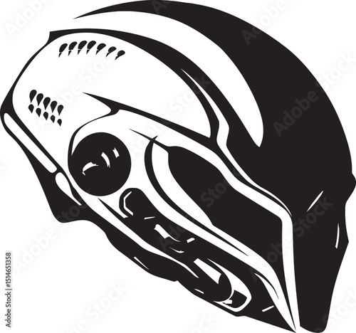 Alien Skull Helmeted Vector Dark Futuristic Black Logo Alien Skull Helmet Bold Vector Black Cosmic Art