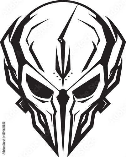 Alien Skull Helmet Futuristic Warrior Vector Black Art Alien Skull Helmeted Icon Bold Vector Black Helmet Logo