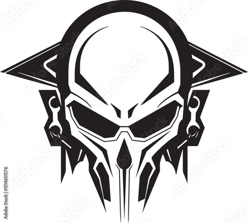 Alien Skull Helmet Futuristic Vector Black Helmet Emblem Alien Skull Helmeted Vector Dark Black Warrior Logo