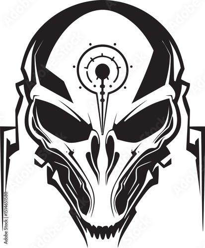 Alien Skull Helmet Vector Black Cosmic Helmet Design Alien Skull Helmet Bold Vector Black Warrior Emblem