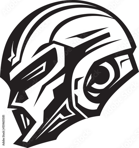 Alien Skull Helmeted Warrior Vector Black Bold Design Alien Skull Helmet Dark Vector Black Futuristic Graphic