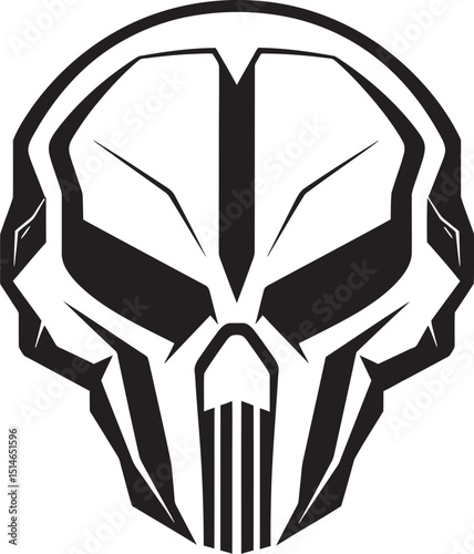Galactic Skull Warrior Alien Helmet Black Vector Alien Skull Helmeted Vector Icon Dark and Bold