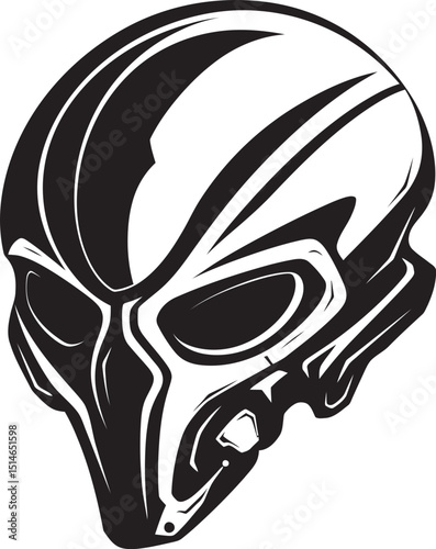 Alien Skull Helmet Bold Vector Black Warrior Emblem Alien Skull Helmet Dark Vector Black Helmeted Art