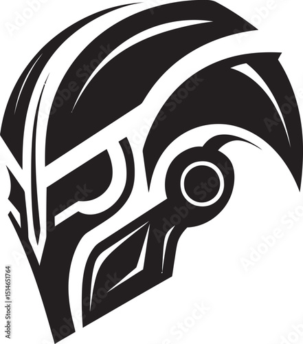 Alien Skull Helmet Futuristic Vector Black Helmet Logo Alien Skull Helmeted Warrior Dark Vector Black Helmeted Art