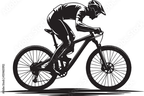 Cyclist silhouette vector illustration isolated On Transparent Background