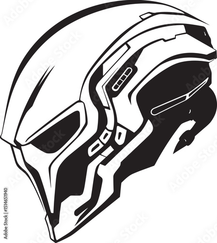 Alien Skull Helmet Vector Black Iconic Warrior Logo Alien Skull Helmet Battle Ready Black Vector Icon