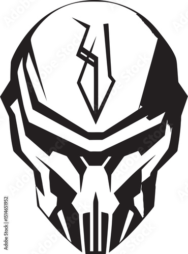 Alien Skull Helmet Dark Vector Icon of Cosmic Power Alien Skull Helmet Vector Black Futuristic Battle Emblem