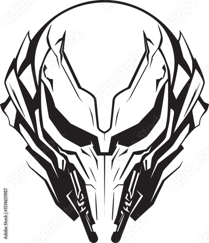 Alien Skull Helmet Vector Dark Cosmic Black Logo Icon Alien Skull Helmet Futuristic Vector Black Sci Fi Art