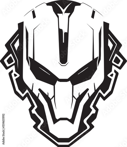 Alien Skull Helmeted Warrior Vector Black Cosmic Icon Alien Skull Helmet Black Vector Logo for Gaming Designs