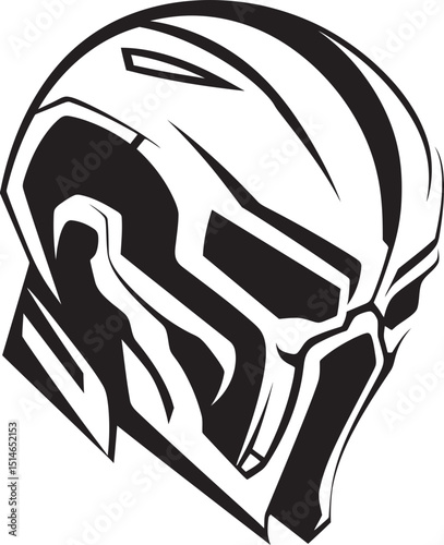 Alien Skull Helmet Dark Vector Black Galactic Emblem Alien Skull Helmeted Warrior Futuristic Vector Black Art