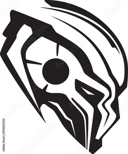 Alien Skull with Helmet Dark Vector Logo Alien Skull Warrior Helmeted Black Vector Icon