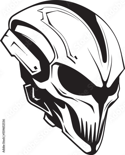 Alien Skull Helmet Dark Vector Black Helmeted Warrior Art Alien Skull Helmeted Warrior Bold Vector Black Helmeted Logo