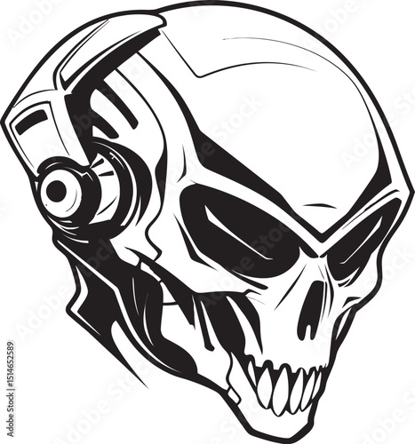 Alien Skull Helmet Futuristic Vector Black Helmet Warrior Art Alien Skull Helmet Dark Vector Black Helmeted Battle Design
