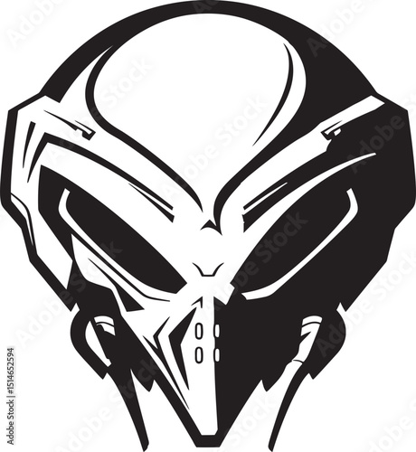 Alien Skull Helmet Dark Vector Black Helmeted Battle Design Alien Skull Helmeted Warrior Futuristic Black Vector Helmet