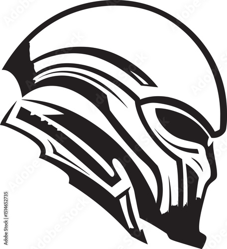 Alien Skull Helmeted Warrior Futuristic Vector Black Battle Icon Alien Skull Helmet Dark Vector Black Helmeted Warrior Art