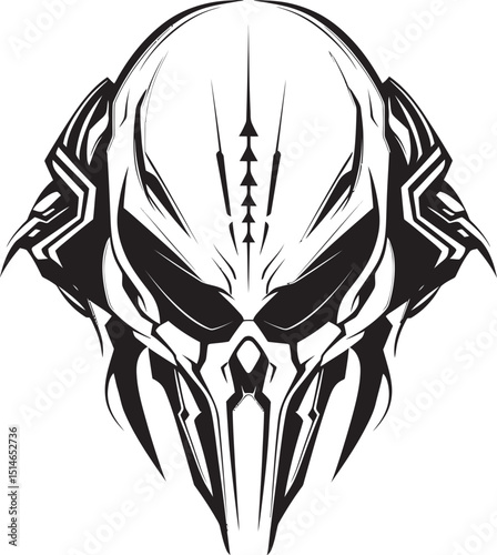 Alien Skull Helmet Dark Vector Black Helmeted Warrior Art Alien Skull Helmeted Emblem Bold Vector Black Helmeted Icon