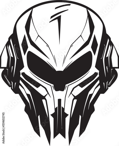 Alien Skull Helmet Vector Dark Futuristic Black Helmet Logo Alien Skull Helmeted Warrior Futuristic Vector Black Battle Icon