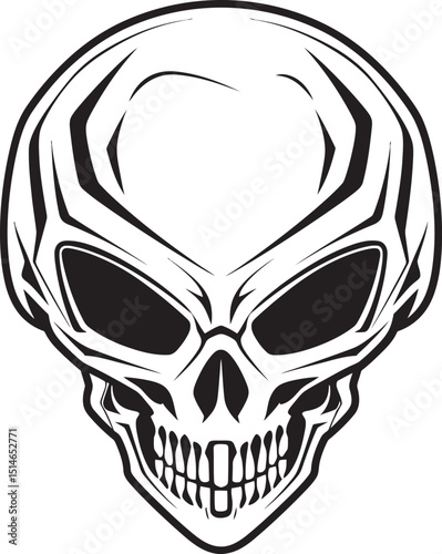 Alien Skull Helmeted Emblem Futuristic Vector Black Helmet Icon Alien Skull Helmet Bold Vector Black Helmeted Warrior Design