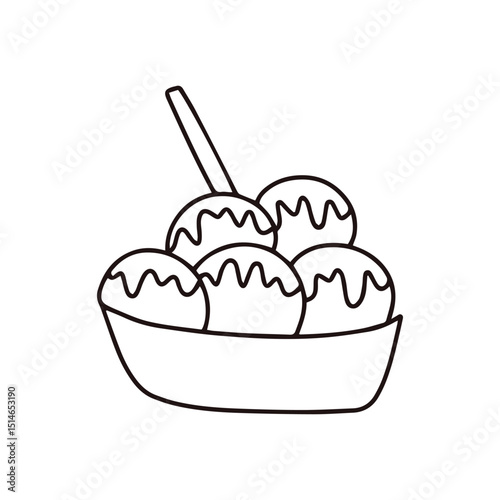 doodles snacks. doodles breakfast or street food. outline, cartoon and flat design. icon. stock element