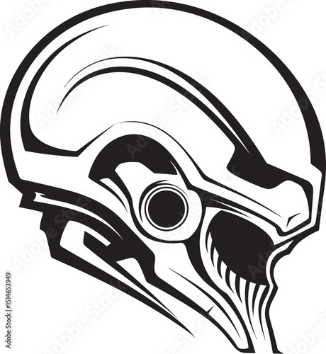 Alien Skull Helmeted Vector Icon Futuristic Black Helmet Design Alien Skull Helmet Vector Dark Battle Ready Black Helmet Emblem