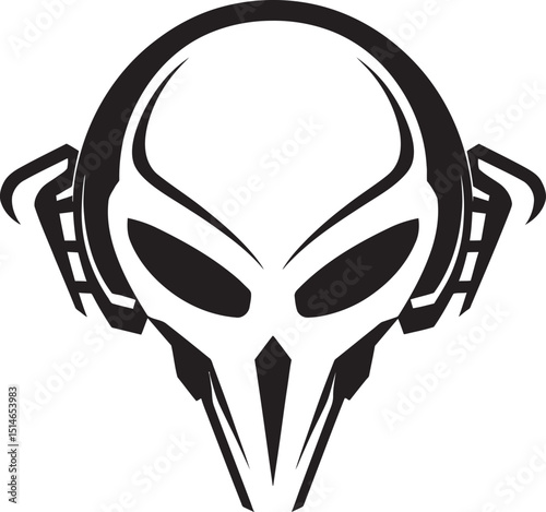 Alien Skull Helmeted Emblem Bold Vector Black Warrior Helmet Design Alien Skull Helmet Vector Dark Vector Black Battle Helmet Art