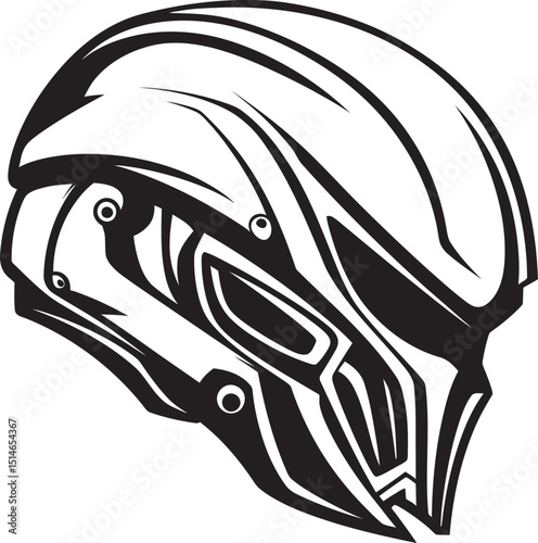 Alien Skull Helmet Bold Vector Black Cosmic Design Alien Skull Helmeted Emblem Futuristic Black Vector Icon