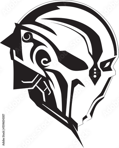 Alien Skull Helmeted Vector Futuristic Black Warrior Alien Skull Helmet Bold Vector Black Cosmic Design