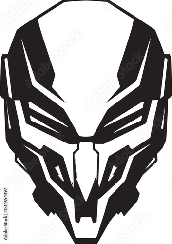 Alien Skull Helmeted Warrior Vector Black Logo Design Alien Skull Helmeted Icon Dark Futuristic Black Vector
