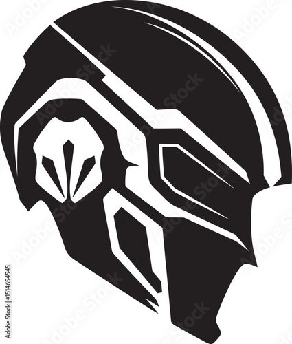 Alien Skull Helmet Battle Ready Vector Black Helmet Alien Skull Helmeted Vector Dark Futuristic Black Art